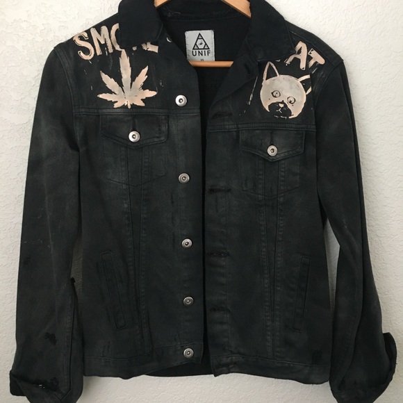 UNIF Distressed No Hope Black Denim Jacket XS - Picture 5 of 7